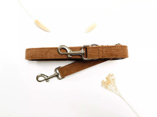 Laisse multiposition - Velours côtelé chocolat