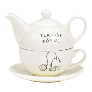 Set de théières, Tea just for me, set de 3, en porcelaine blanche 15x16x15cm