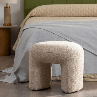 TABOURET BEIGE ÉTOFFE SALON