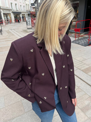 Veste cœur prune