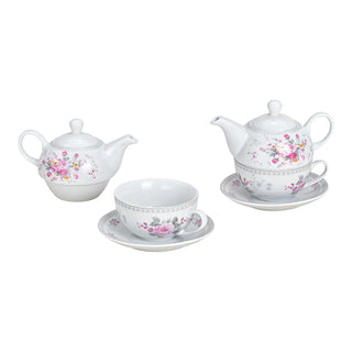 Set de théières décorées de roses en porcelaine 16x14x15cm