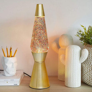 Lampe à lave golden glitter