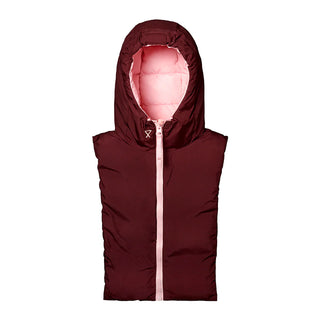 Capuche doudoune rose et bordeaux