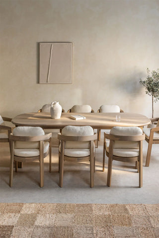 Ensemble table rectangulaire en bois d'acacia et chaises de salle à manger