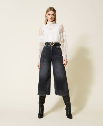 Jean cropped taille haute