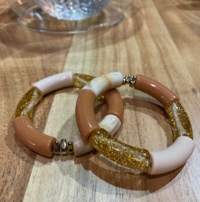 Bracelet corne – marron et paillette