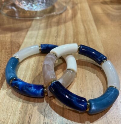 Bracelet corne – Bleu et blanc