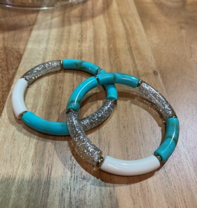 Bracelet corne – Bleu et paillette